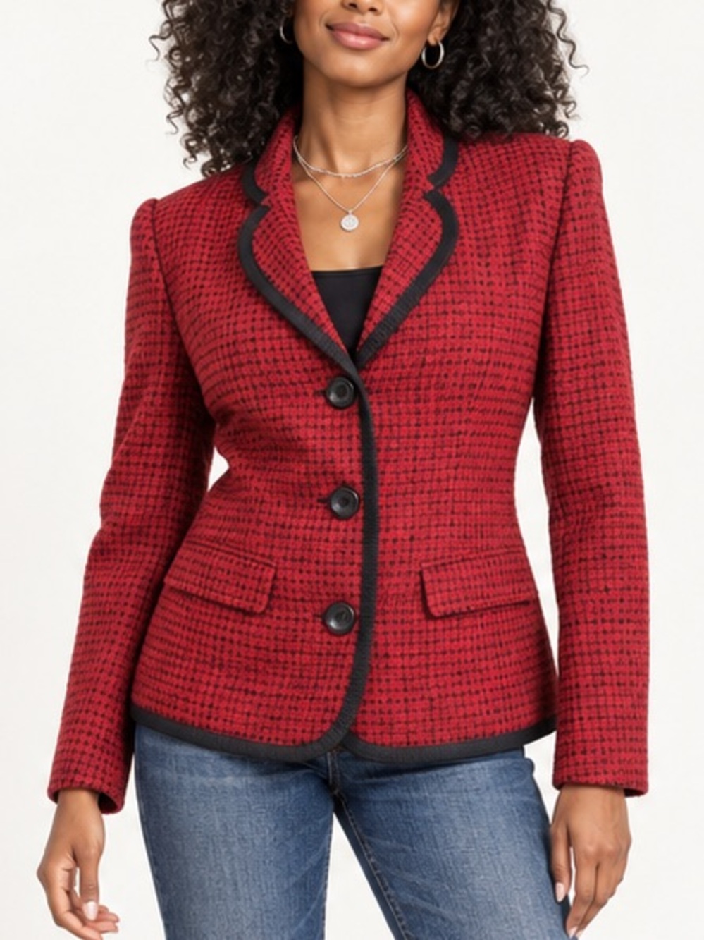 Norton McNaughton Vintage Textured Blazer Red & Black Size 8
